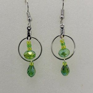 Earrings Green small Loop Dangle Beads (Personal Collection) E_GR0003